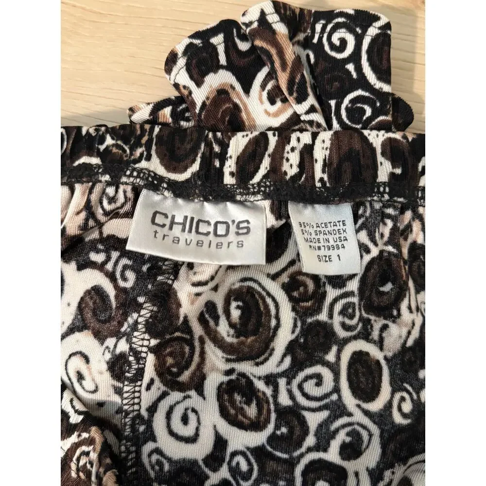 Abstract Print Midi Skirt Brown Black Minimalist Artsy Flowy Skirt ✨‎